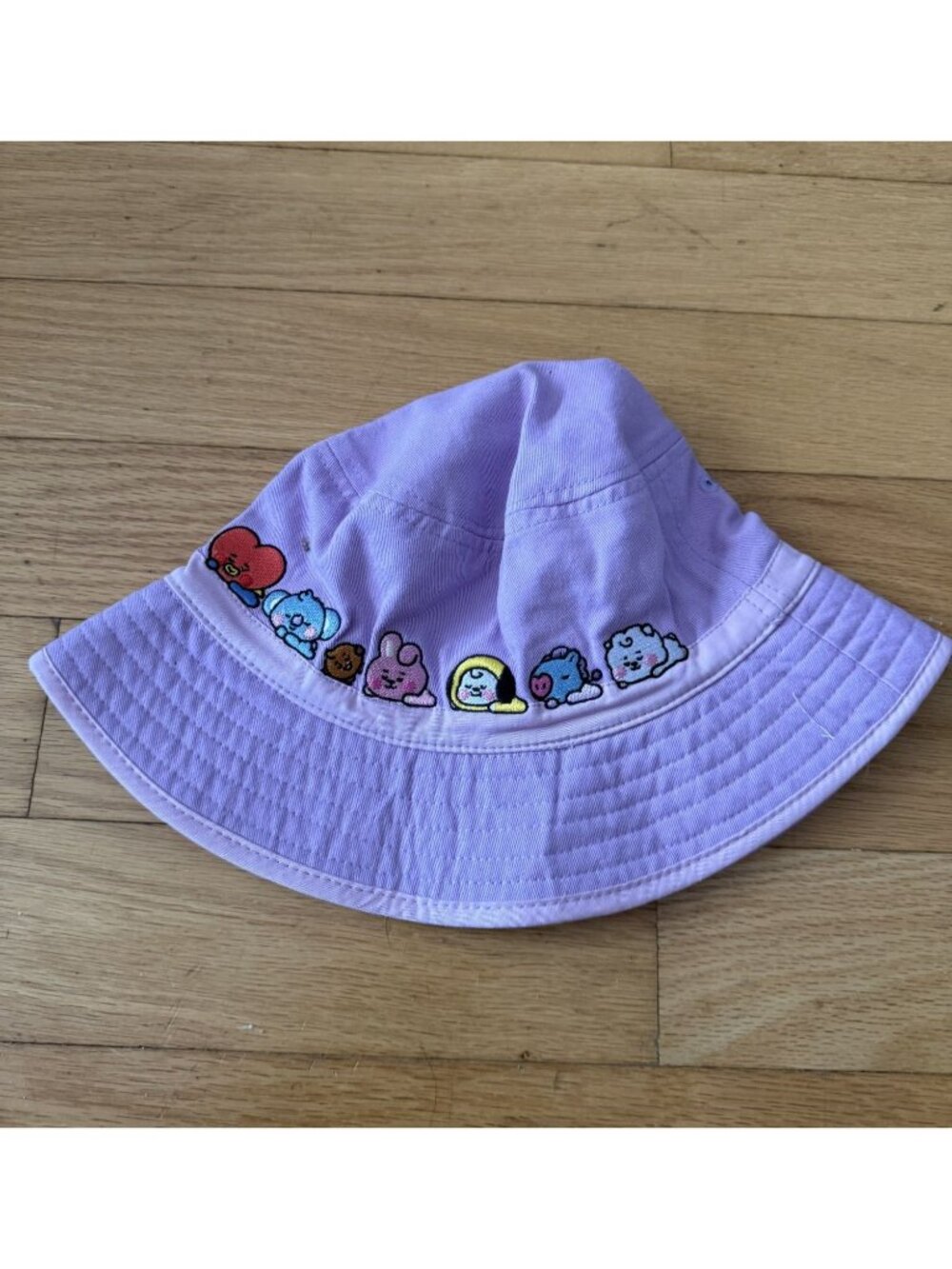 BTS X LINE BT21 Lavender Bucket Hat Cap Youth One Size K-Pop